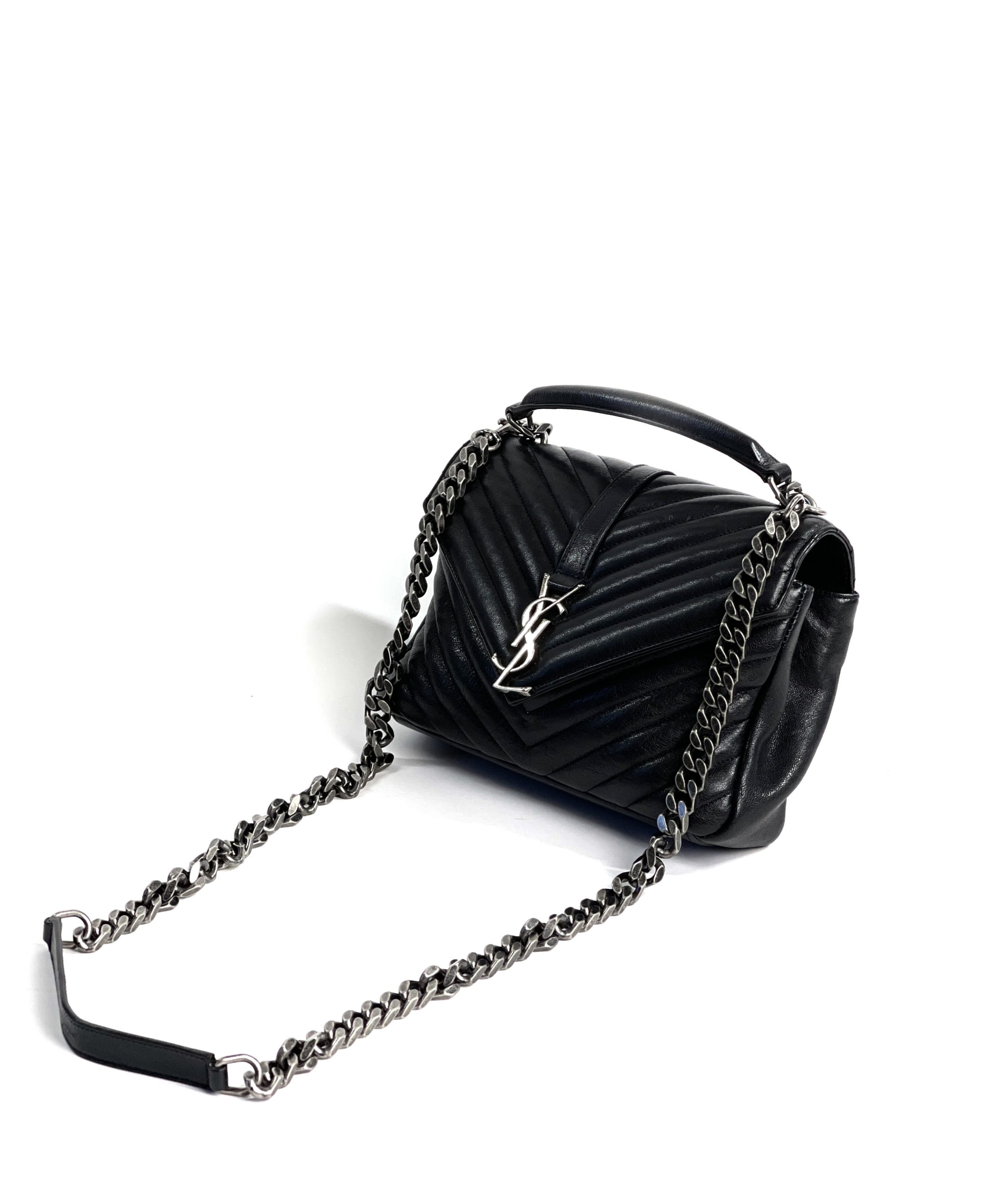 YSL Saint Laurent College Medium Bag - Black Leather Shoulder Bag