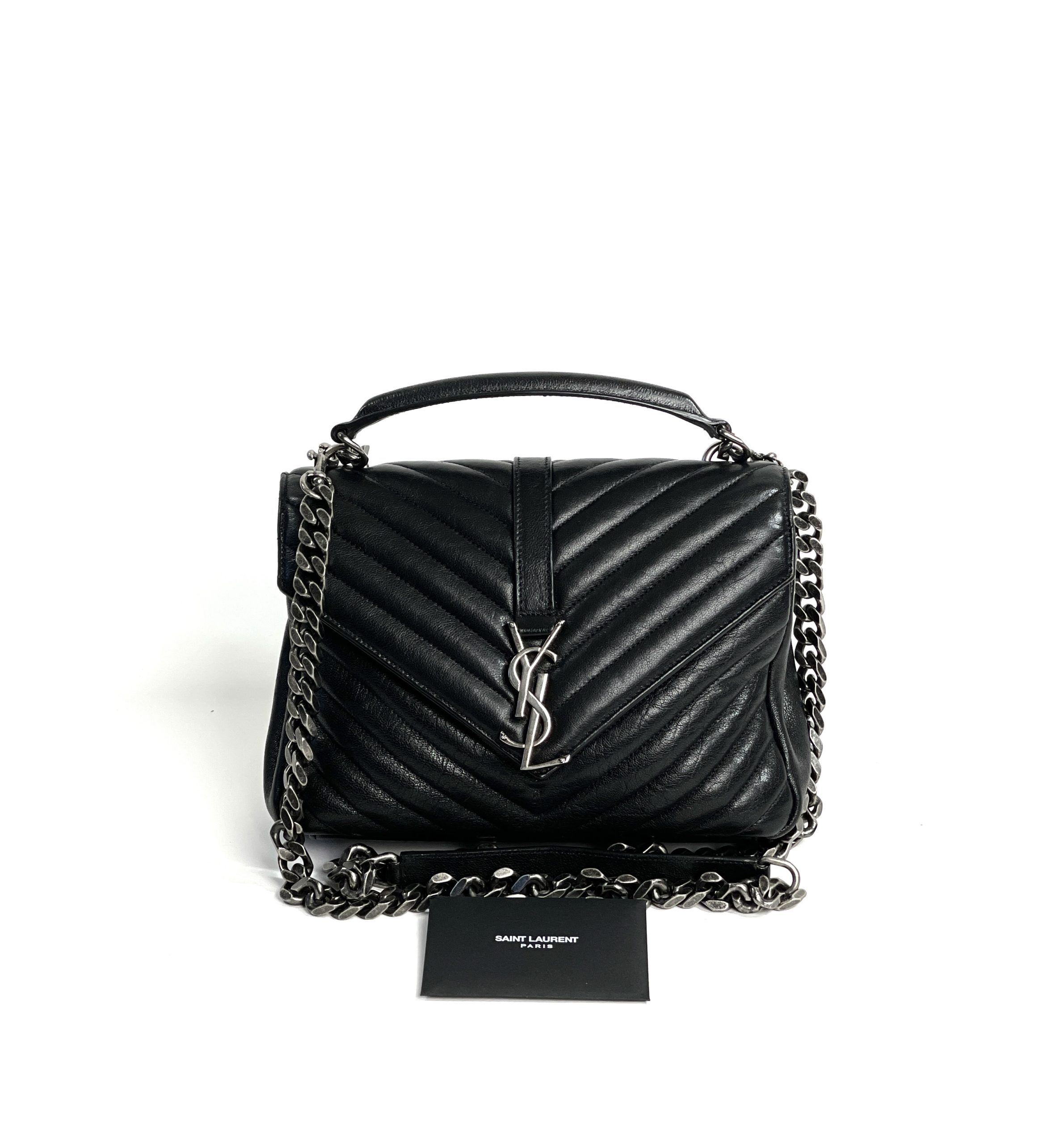 Saint Laurent black / silver 2022 Quilted Matelasse Leather YSL
