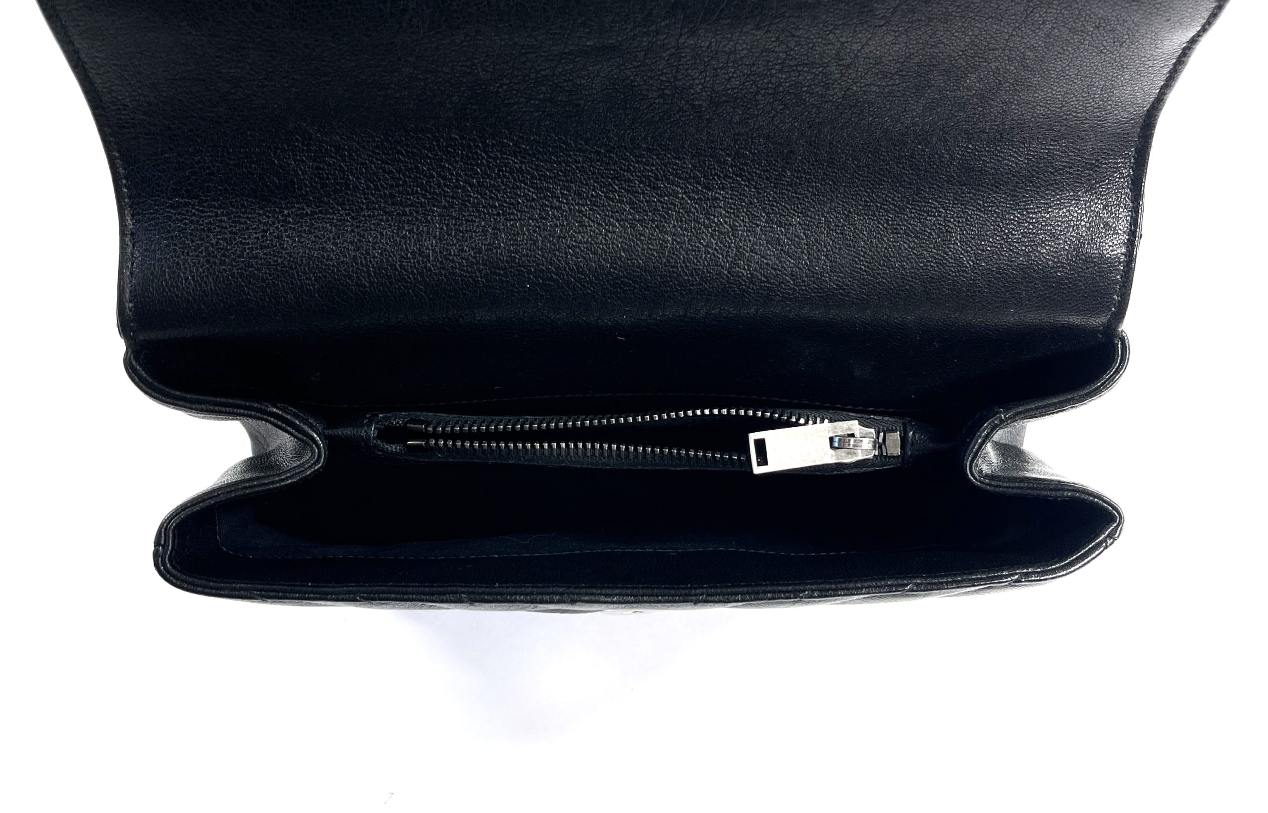 Chanel Surpique Chevron Medium Lambskin Leather Flap Crossbody Bag Black