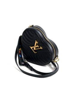Louis Vuitton New Wave Black Leather Heart Crossbody or Wristlet
