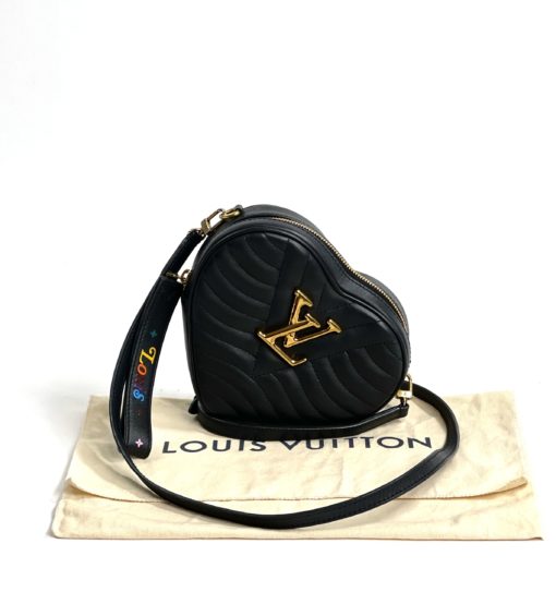 Louis Vuitton New Wave Black Leather Heart Crossbody or Wristlet 3