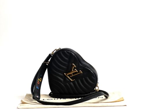 Louis Vuitton New Wave Black Leather Heart Crossbody or Wristlet 20