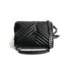 YSL Medium College Matelasse Black Lambskin V-Flap Crossbody Bag 6