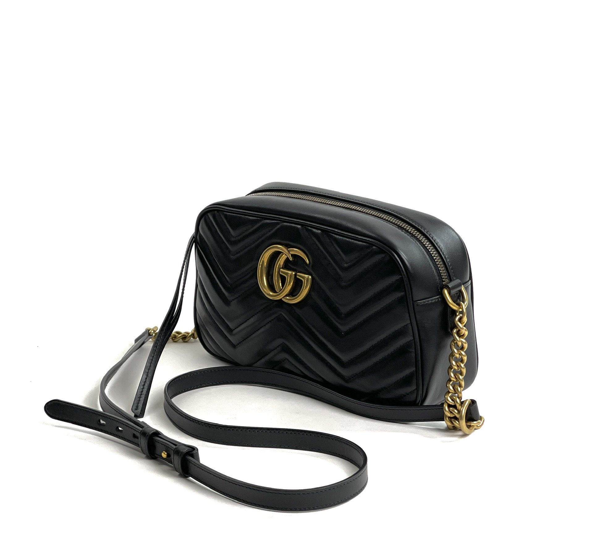 Gucci Beige/Gold GG Canvas GG Charm Pochette Bag - Yoogi's Closet
