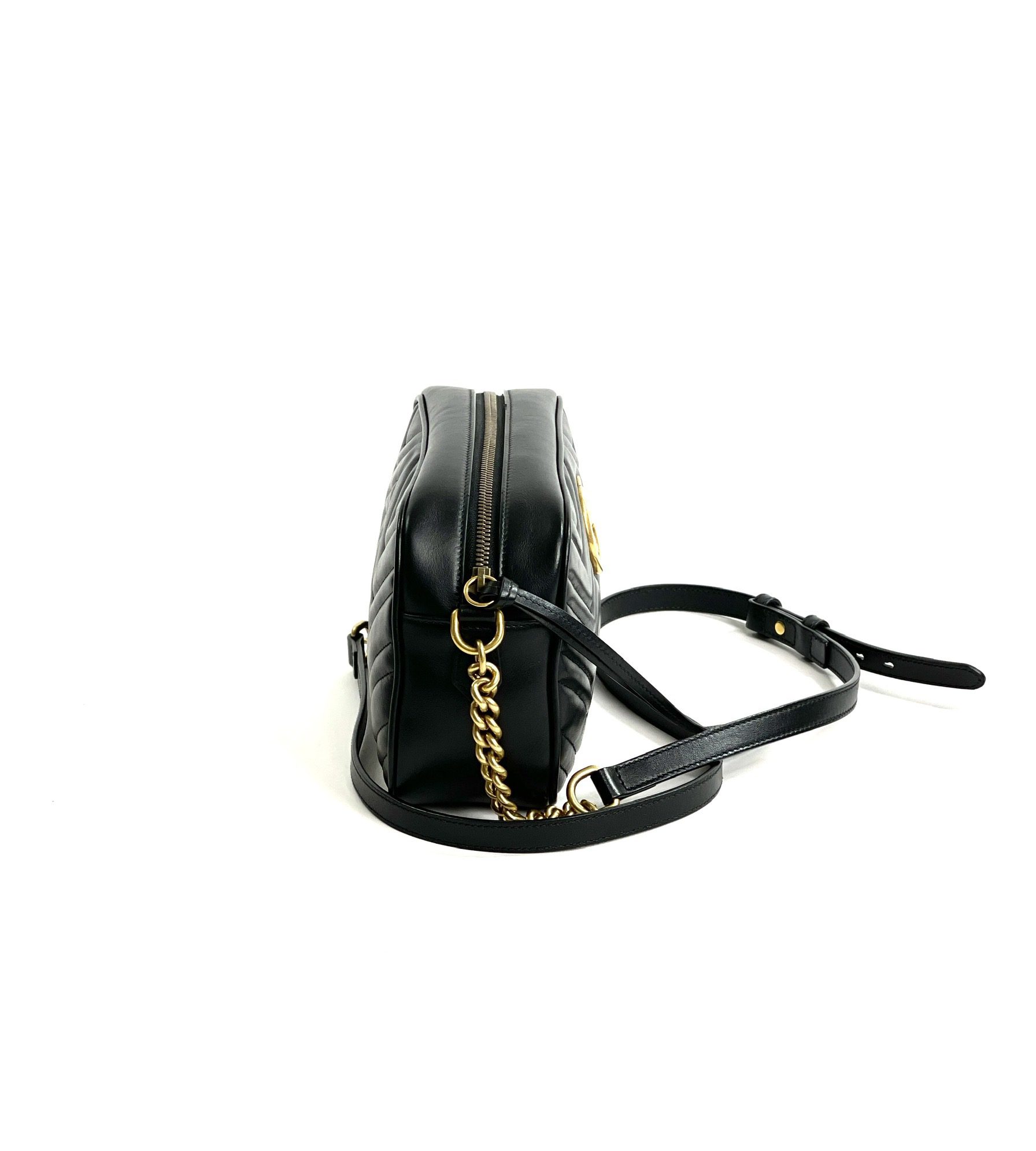 Gucci black Mini Leather Marmont Matelassé Cross-Body Bag