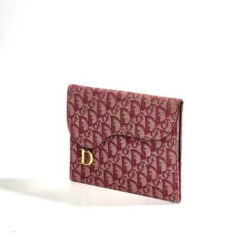 Dior Wine Logo Oblique Jacquard Saddle Clutch