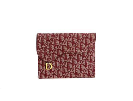 Dior Red Oblique Jacquard Saddle Clutch