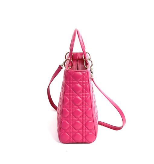 Christian Dior Lambskin Cannage Large Lady Dior Pink 3