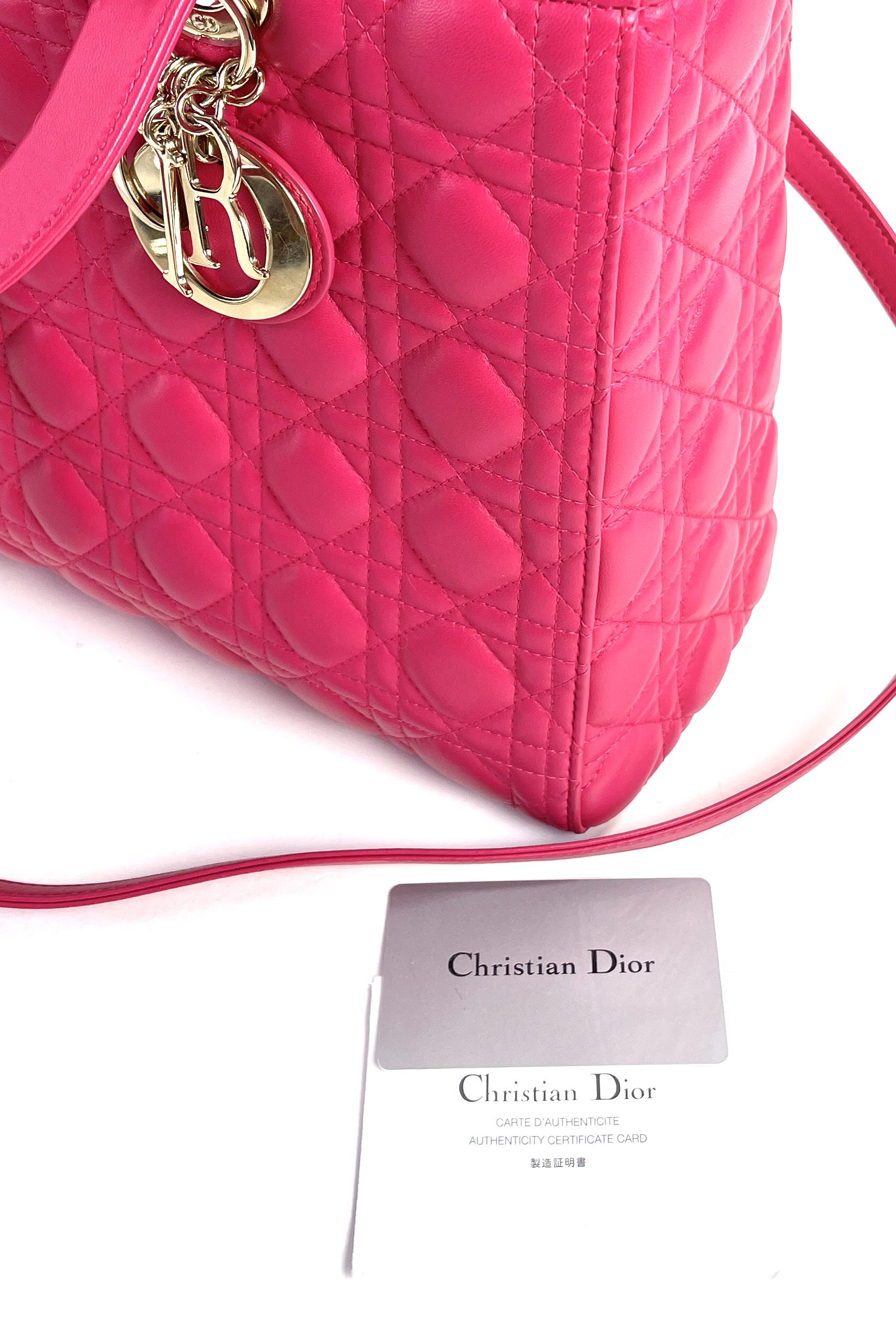 Lady Dior Christian Dior Handbag Lamb skin Large Silver hardware