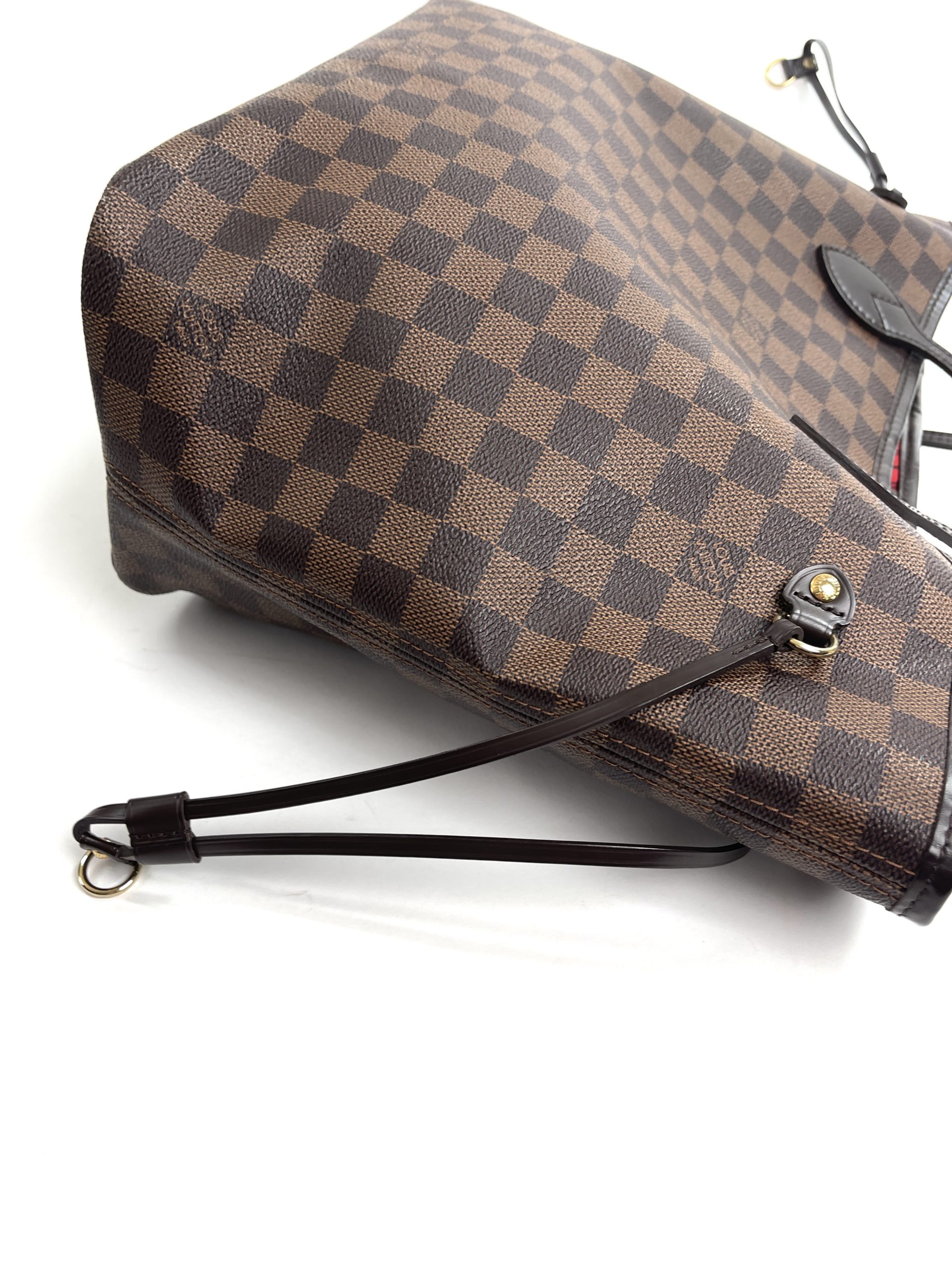 LOUIS VUITTON Neverfull Mm ❤️SOLD In Damier Ebene w/ bright red