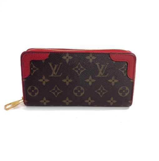Louis Vuitton Monogram Retiro Zippy Wallet with Cerise Red 2