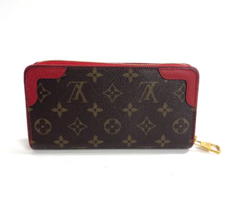 Louis Vuitton Monogram Retiro Zippy Wallet with Cerise Red 3
