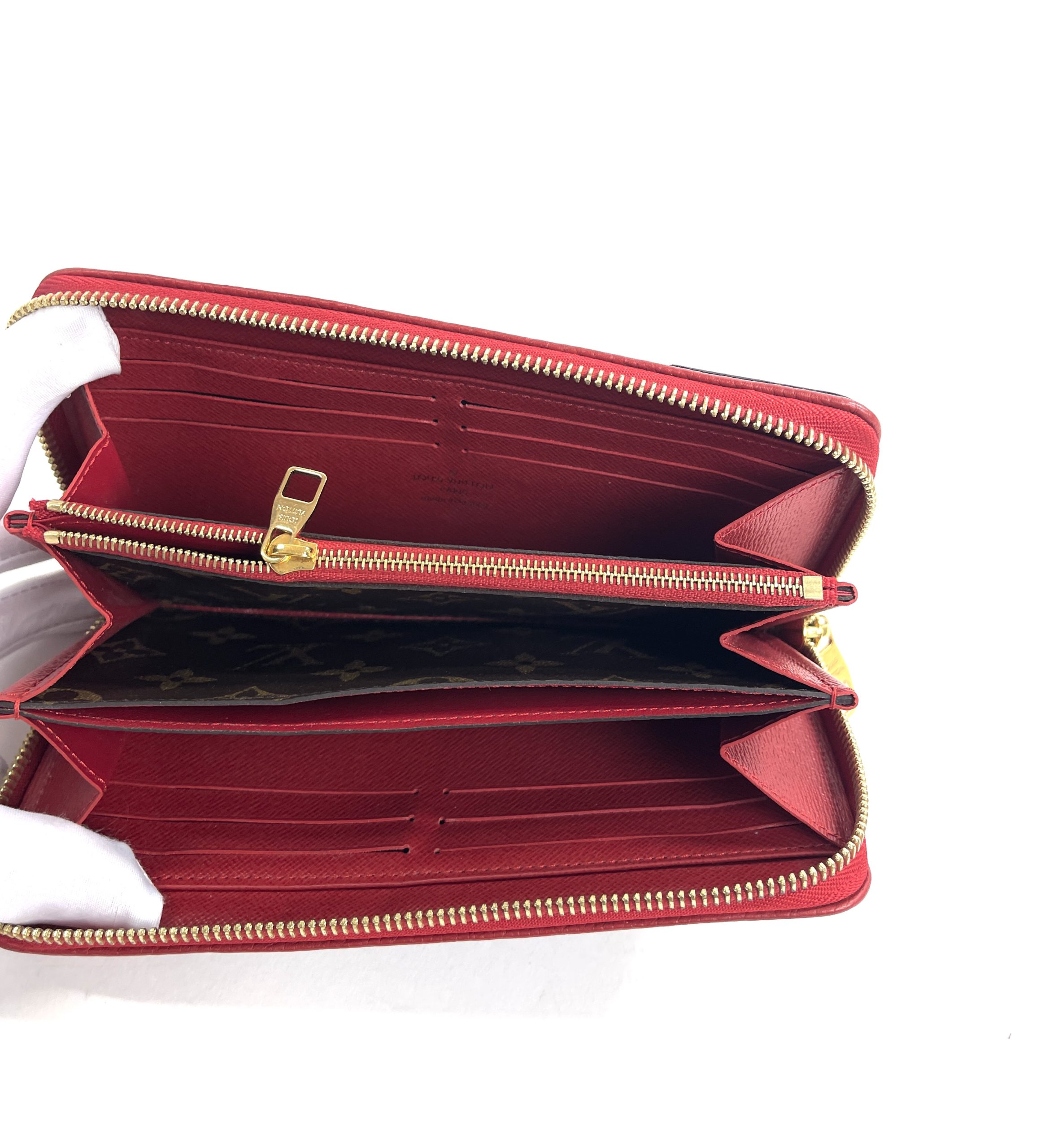 Louis Vuitton Monogram Retiro Zippy Wallet with Cerise Red - A
