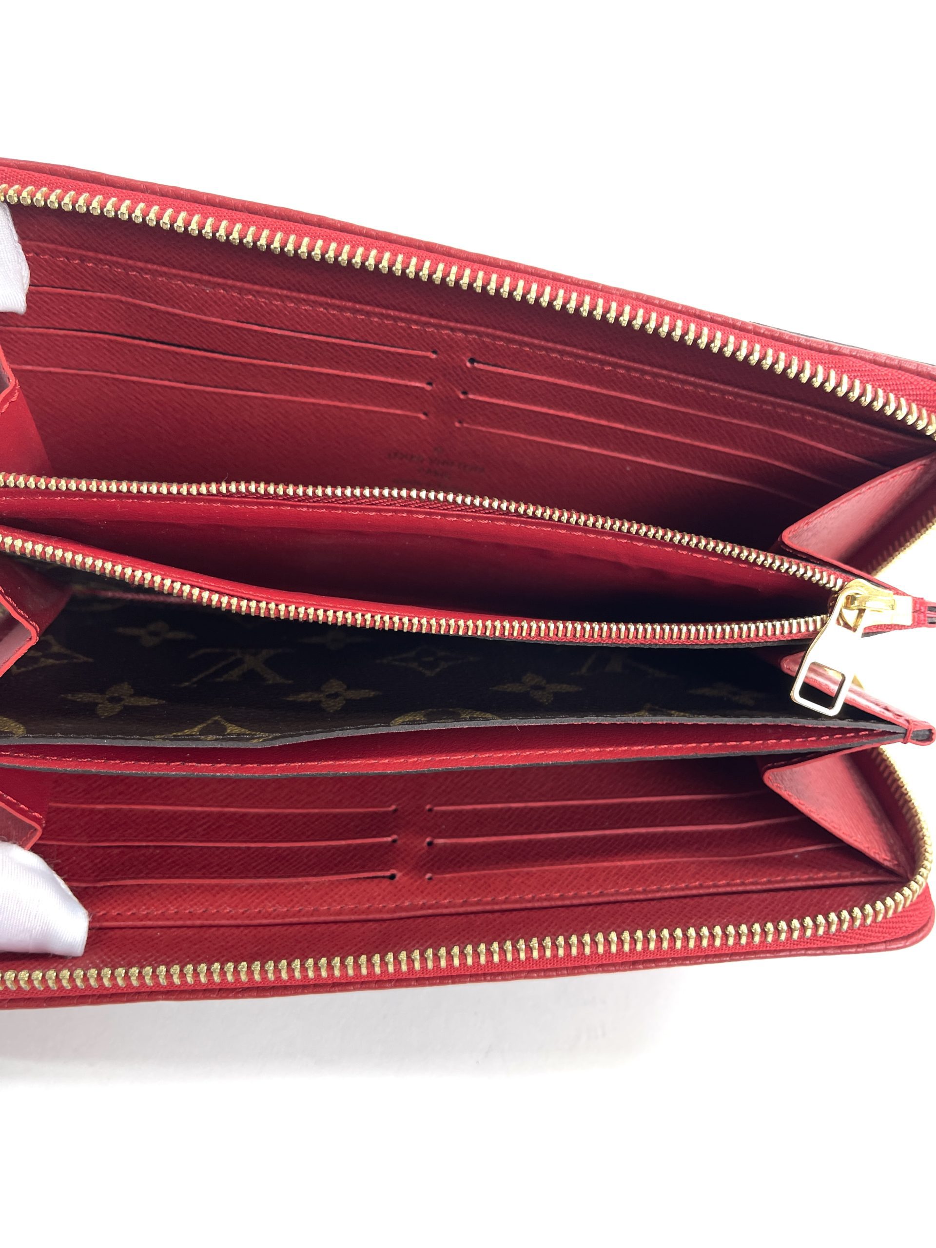 Louis Vuitton M61854 Monogram Zippy Wallet Retiro Brown Cerise Red