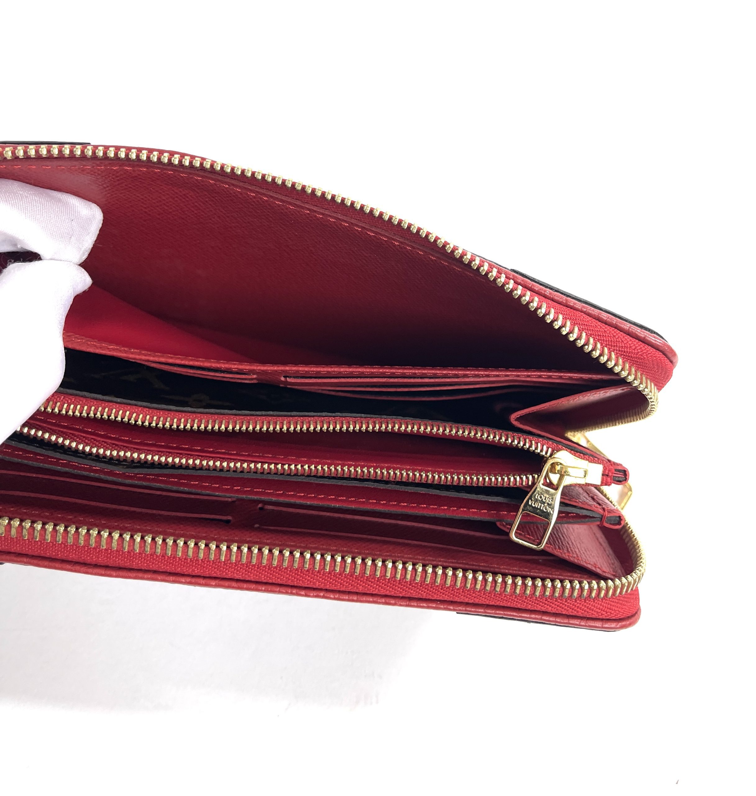 Louis Vuitton Monogram Retiro Zippy Wallet with Cerise Red - A