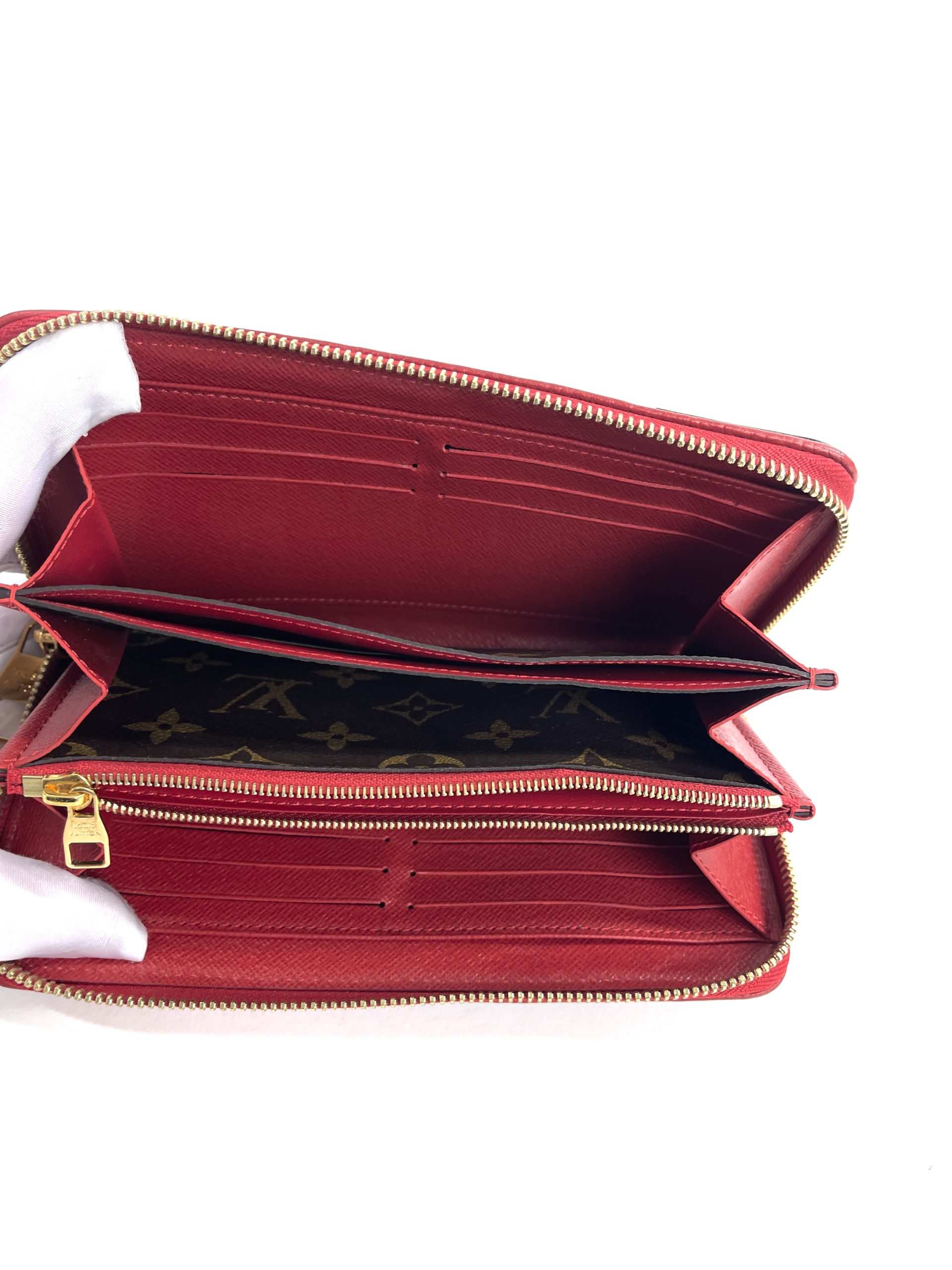 Louis Vuitton Monogram Canvas Red Leather Retiro Zippy Wallet