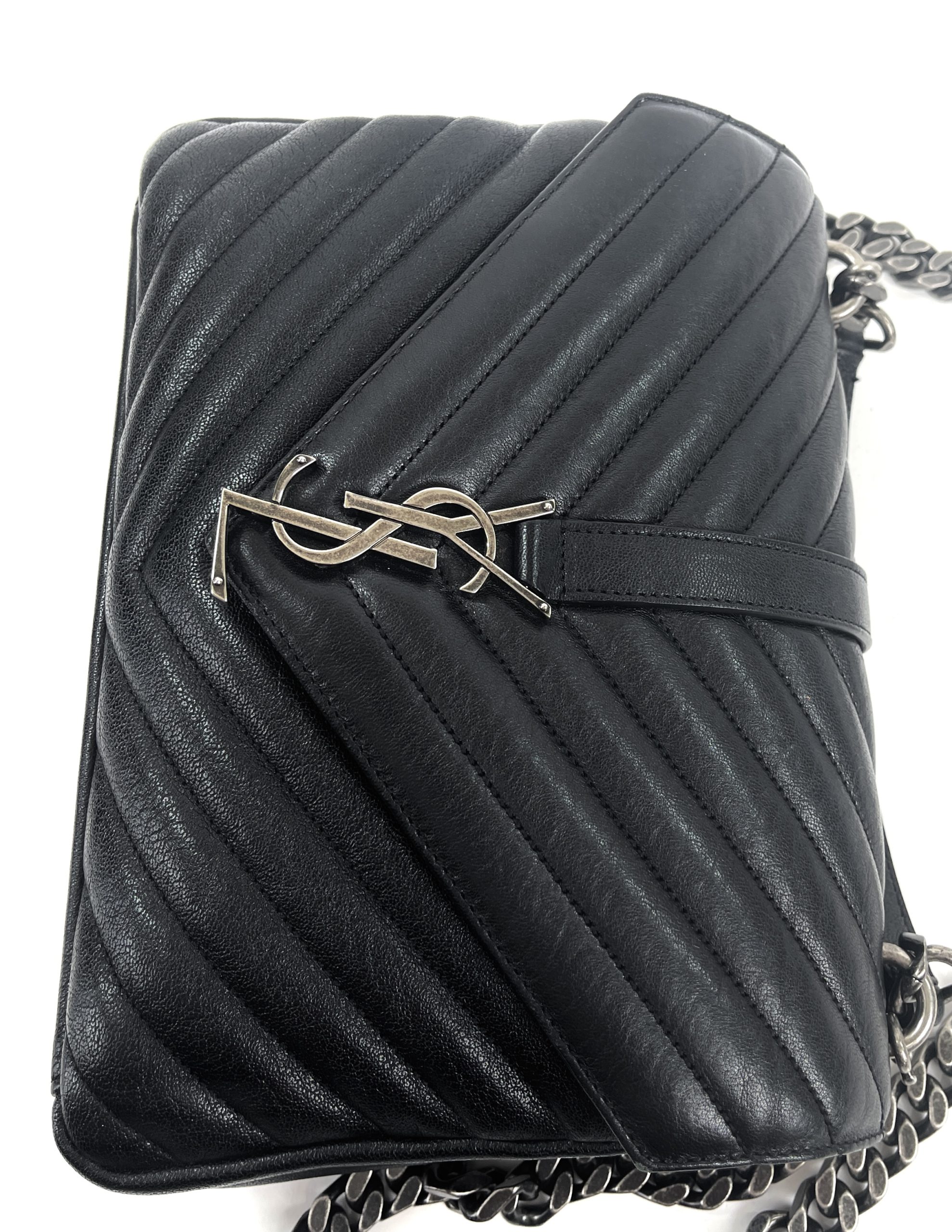 SAINT LAURENT Medium College Quilted Leather Shoulder Bag Black