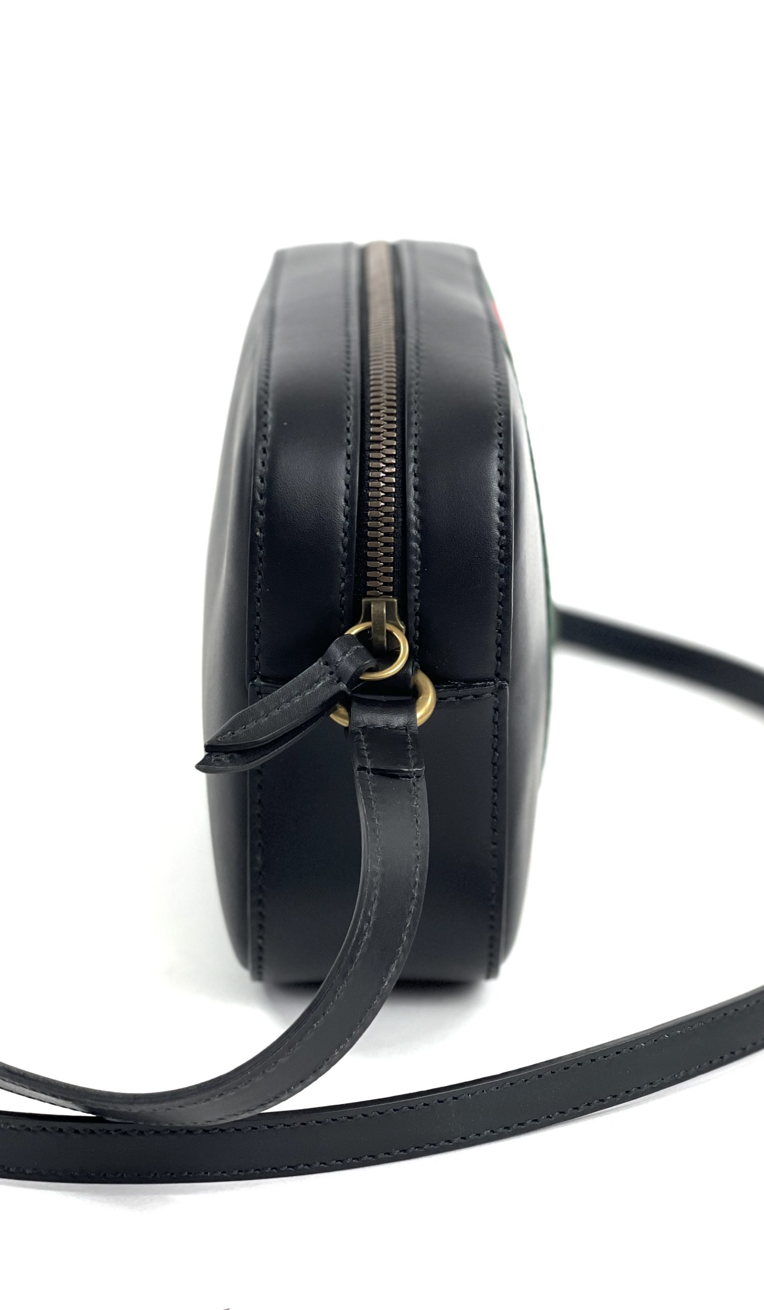Gucci Black Leather Webby Bee Shoulder Bag at 1stDibs