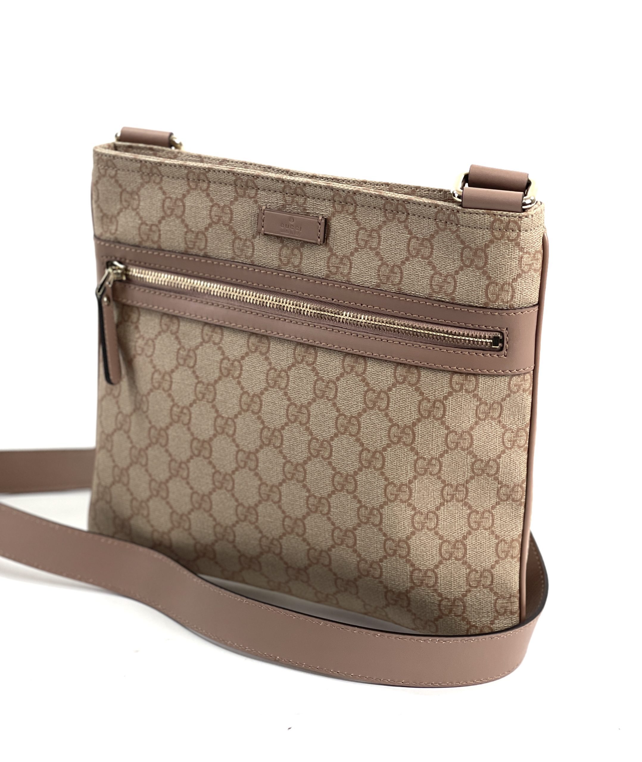 Gucci Beige GG Supreme Canvas Web Flat Messenger bag Gucci | The Luxury  Closet