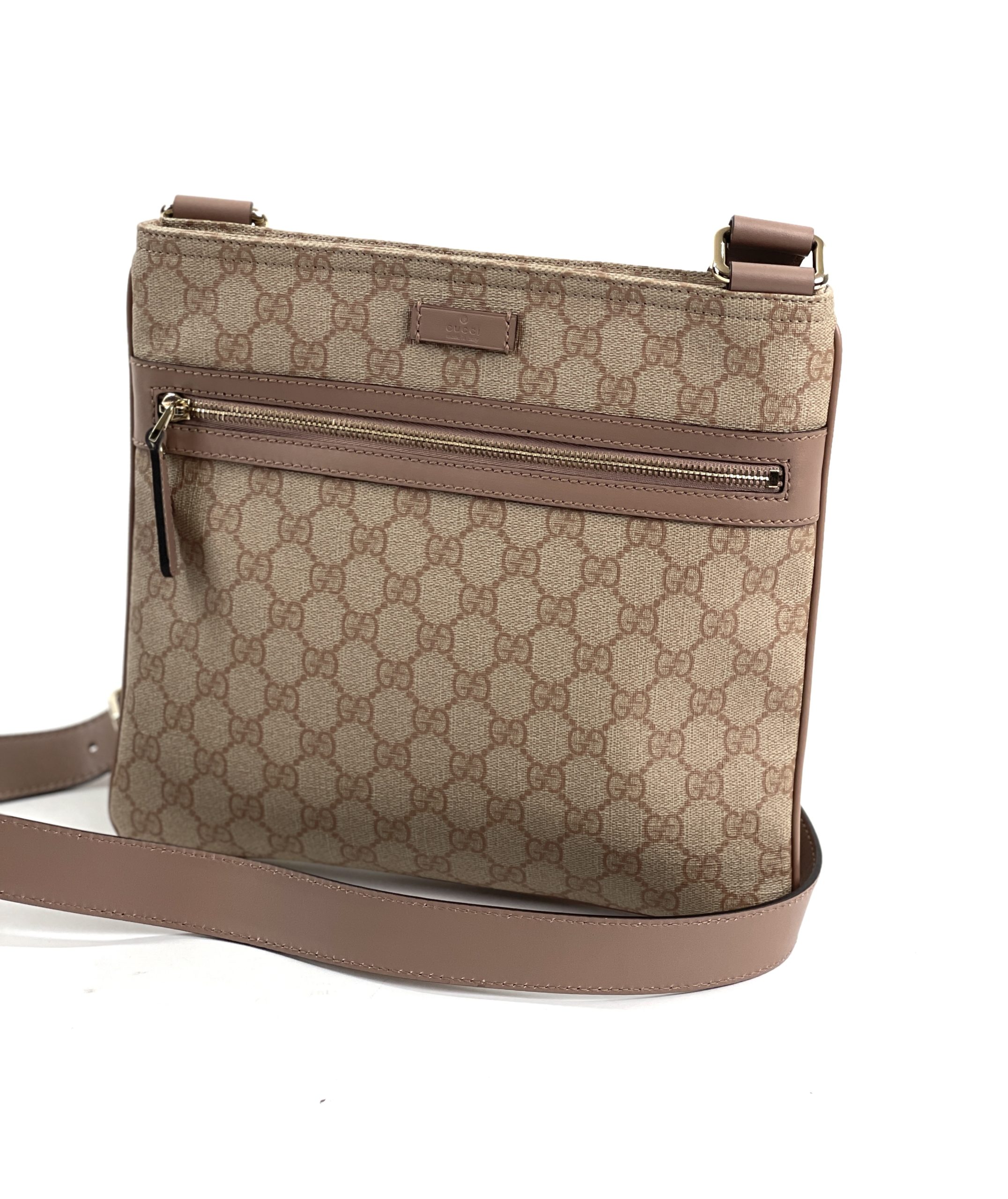 Gucci GG Supreme Monogram Small Flat Messenger Bag Pink - A World Of Goods  For You, LLC