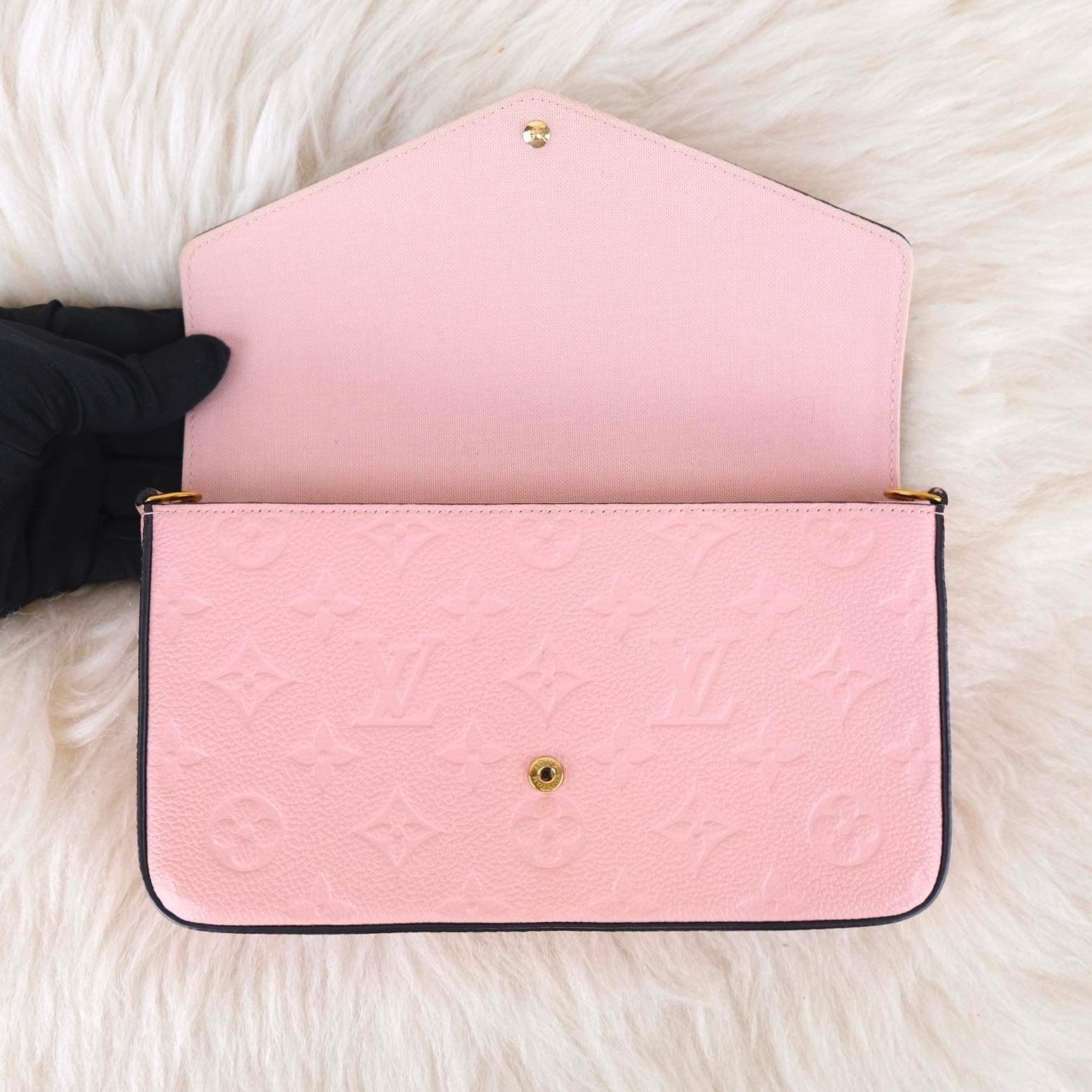 LOUIS VUITTON Monogram Empreinte Leather Zippy Wallet Rose Poudre Pink
