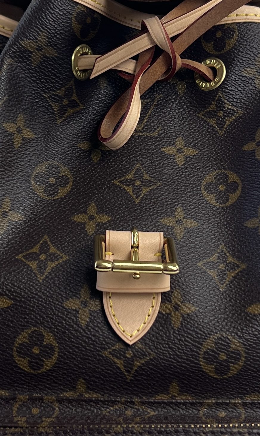 Auth Louis Vuitton LV Backpack Bag Montsouris MM Brown Monogram Pink Custom  Logo