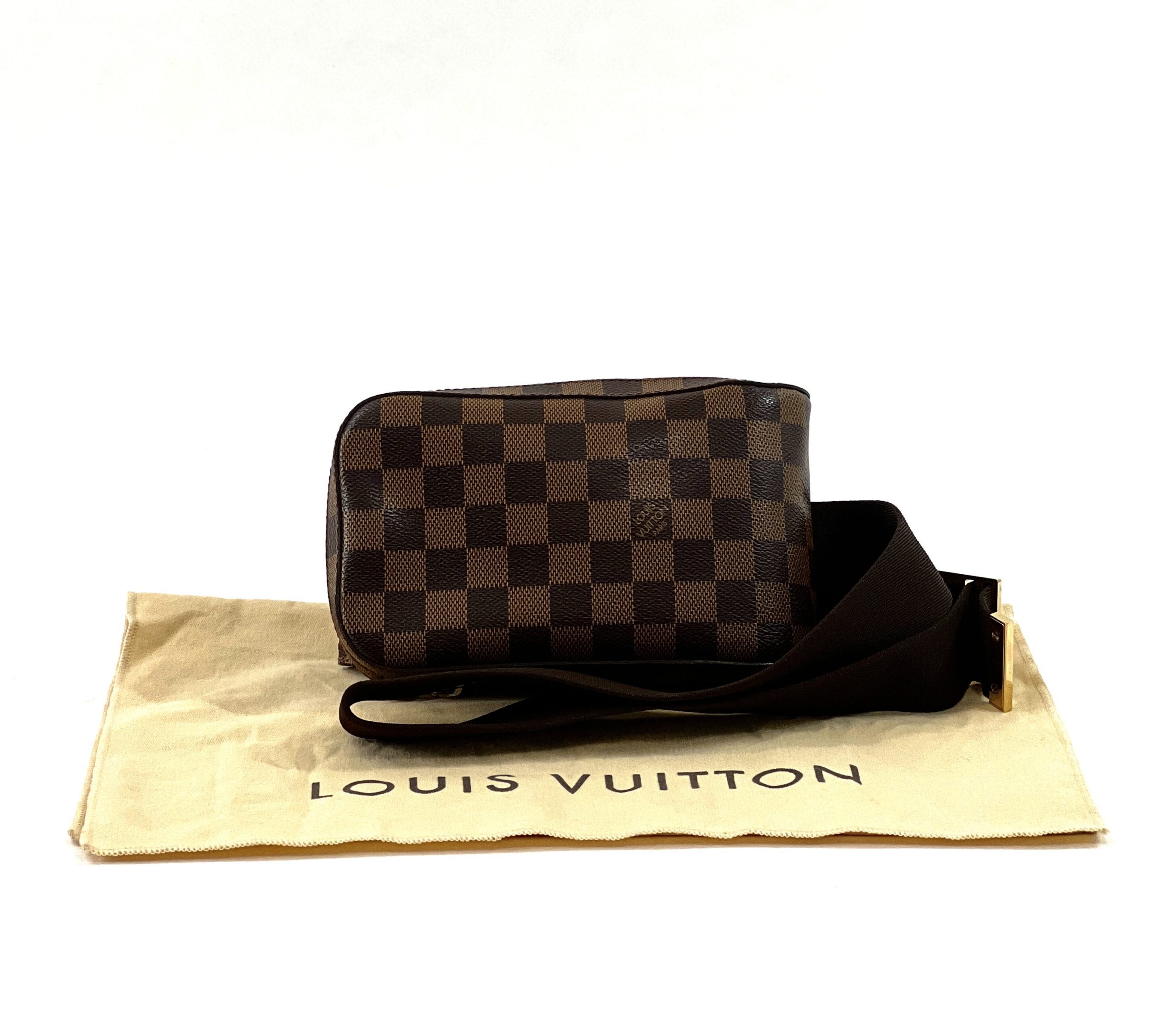 Authentic Louis Vuitton Geronimo Damier Ebene Canvas Belt Bag CA0025