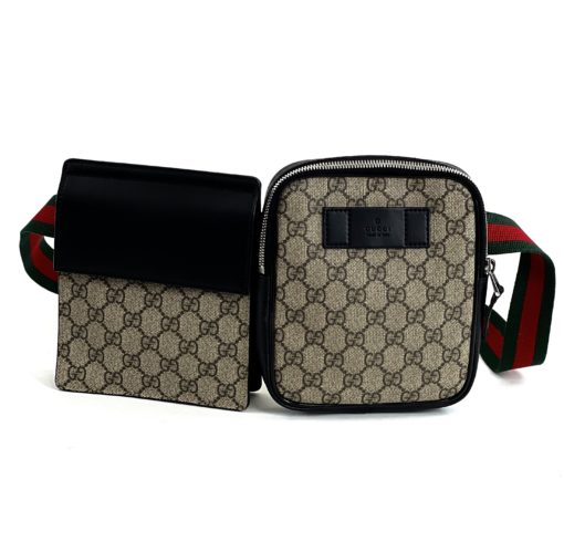 Gucci Monogram Supreme Web Double Belt Bag