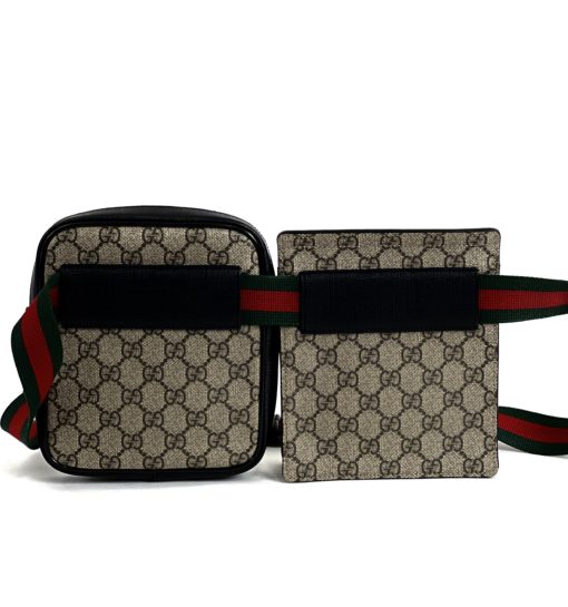 Gucci Monogram Supreme Web Double Belt Bag 2