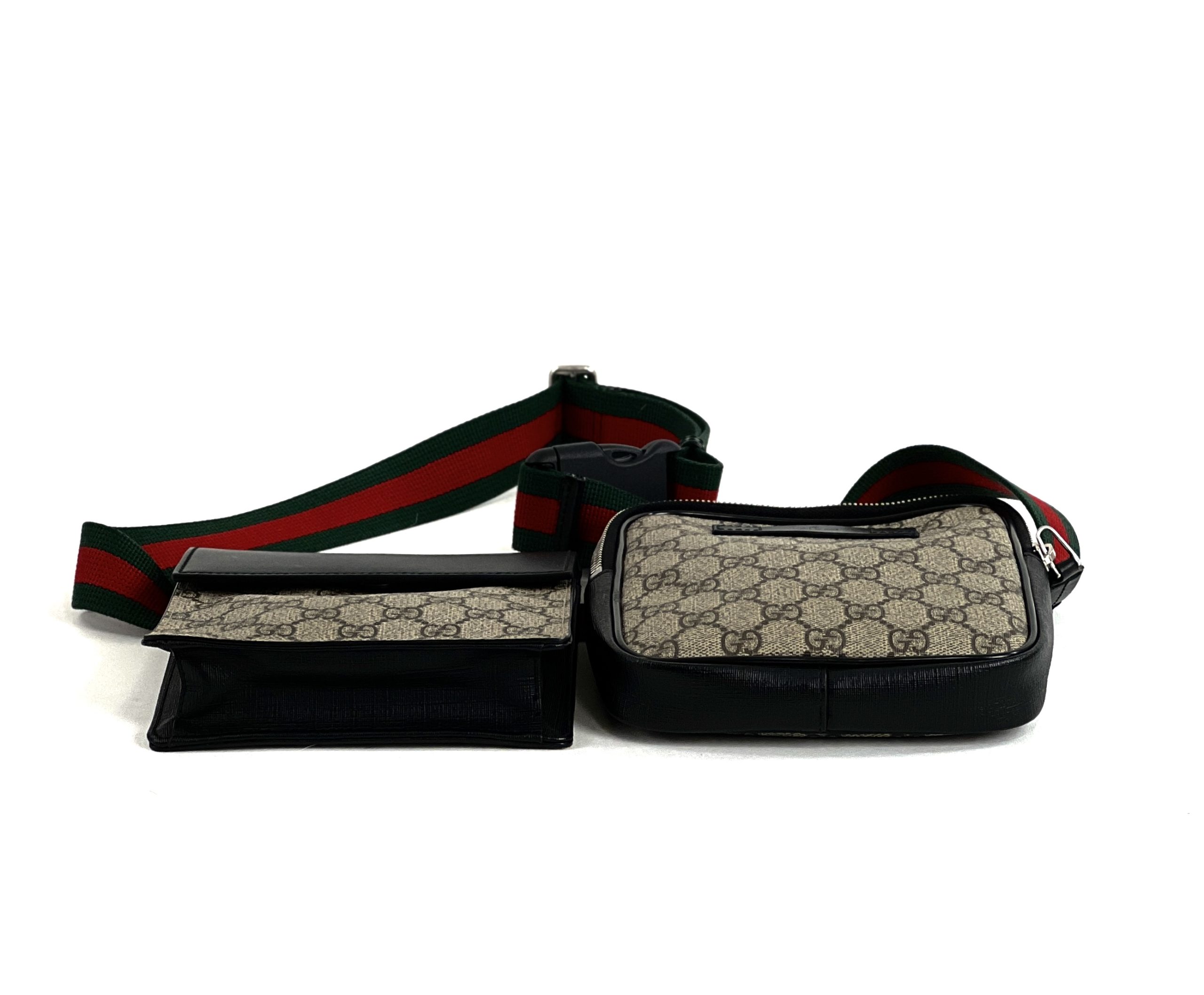 GG Supreme Web Belt Cross Body Bag in Black Gucci