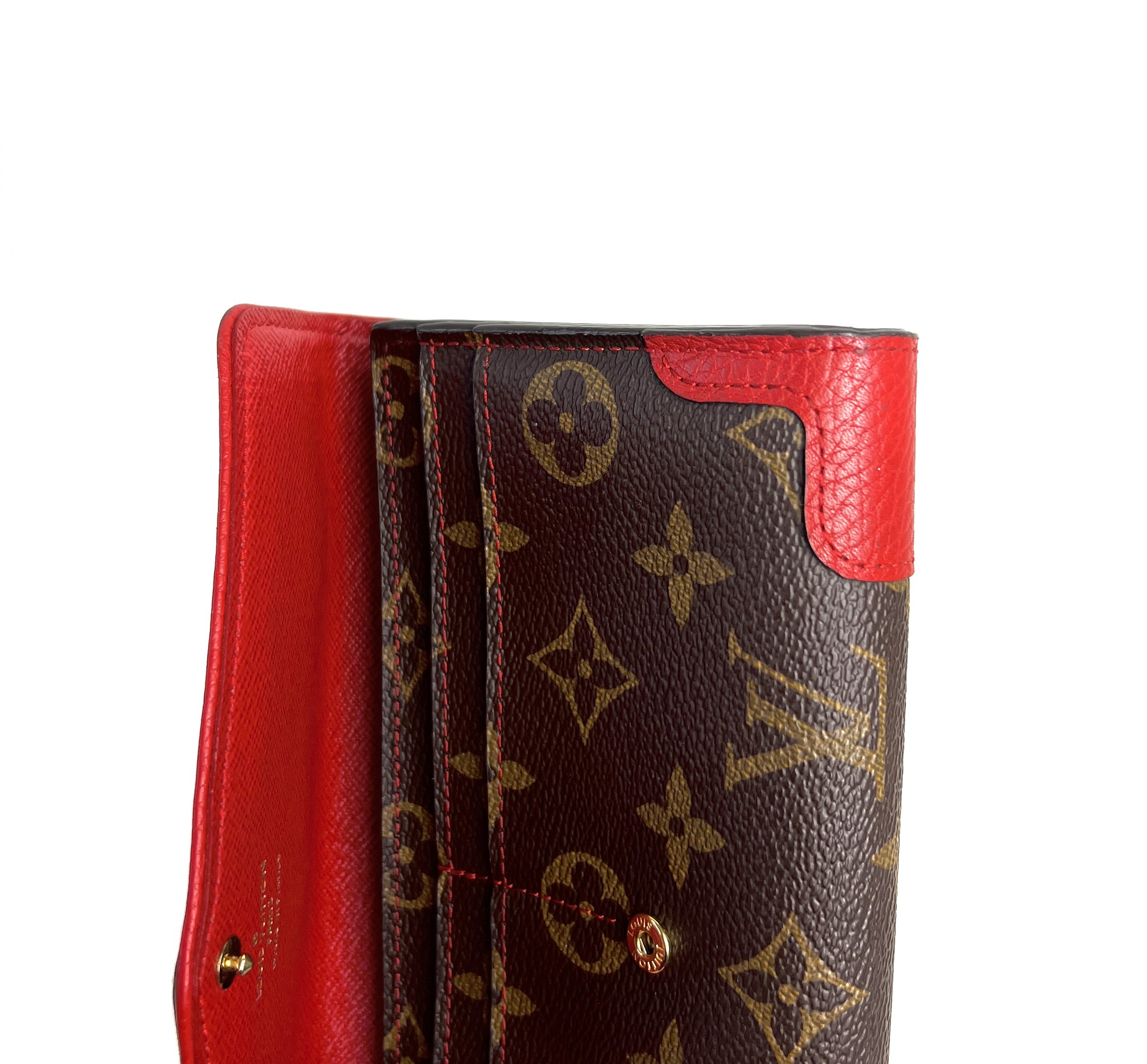 Louis Vuitton Sarah Retiro Monogram Wallet with Cerise Red Trim