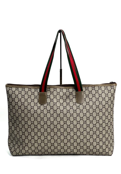 Gucci Plus Monogram Sherry Line Brown Vintage Travel Tote Bag 3