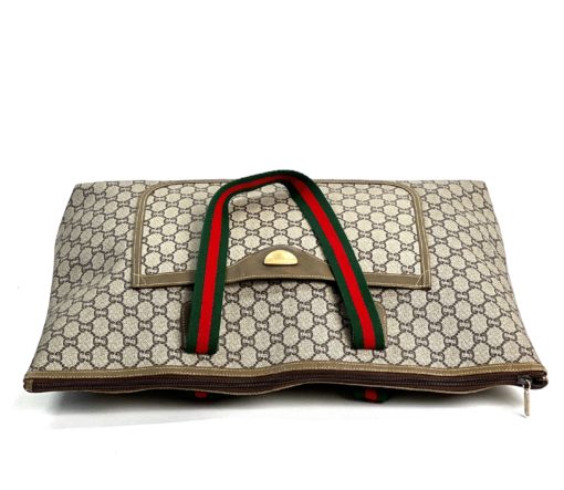 Gucci Plus Monogram Sherry Line Brown Vintage Travel Tote Bag 4