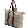 Gucci Plus Monogram Sherry Line Brown Vintage Travel Tote Bag 14