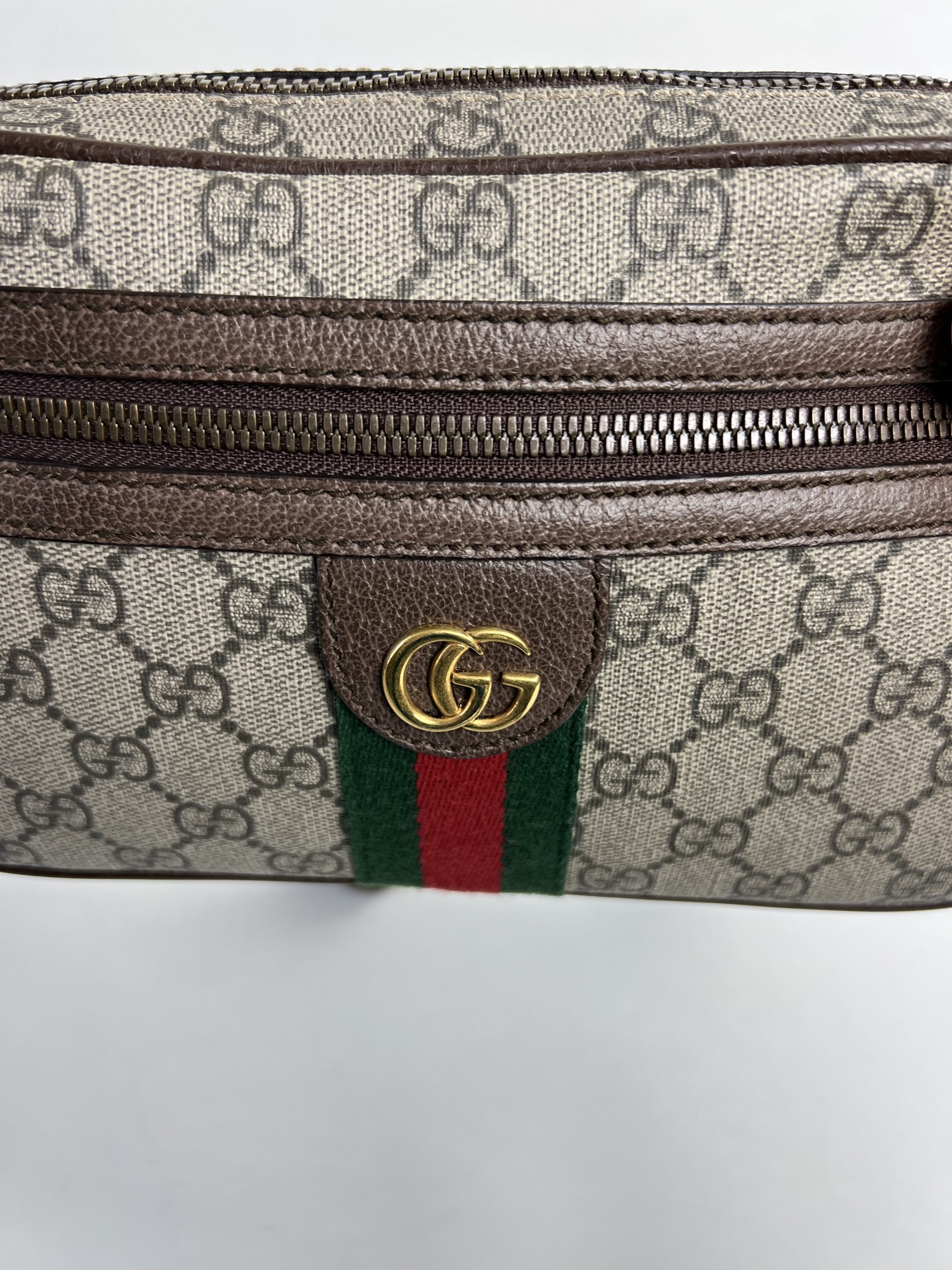 Gucci GG Supreme Mini Ophidia Iphone Belt Bag Dark Brown 85 34