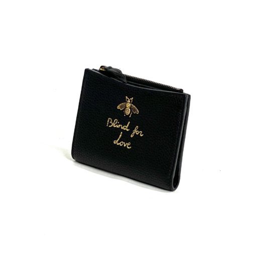 Gucci Animalier Bee Black Leather Bifold Wallet
