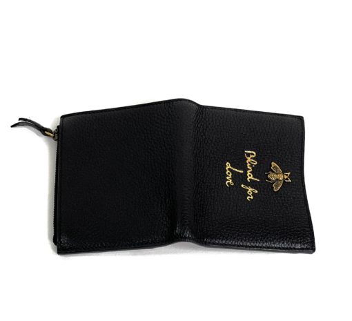 Gucci Animalier Bee Black Leather Bifold Wallet 6