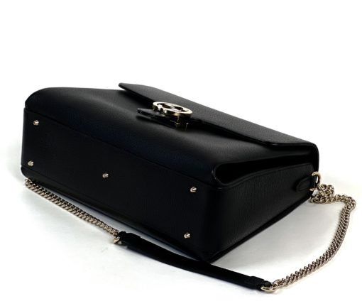 Gucci Black Leather Large Interlocking G 2 Way Bag Gold HW 10
