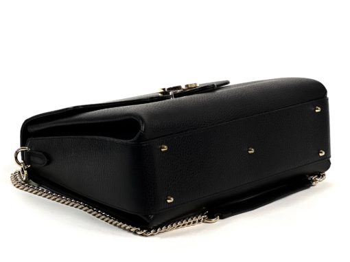 Gucci Black Leather Large Interlocking G 2 Way Bag Gold HW 9