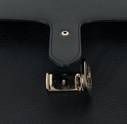 Gucci Black Leather Large Interlocking G 2 Way Bag Gold HW 16