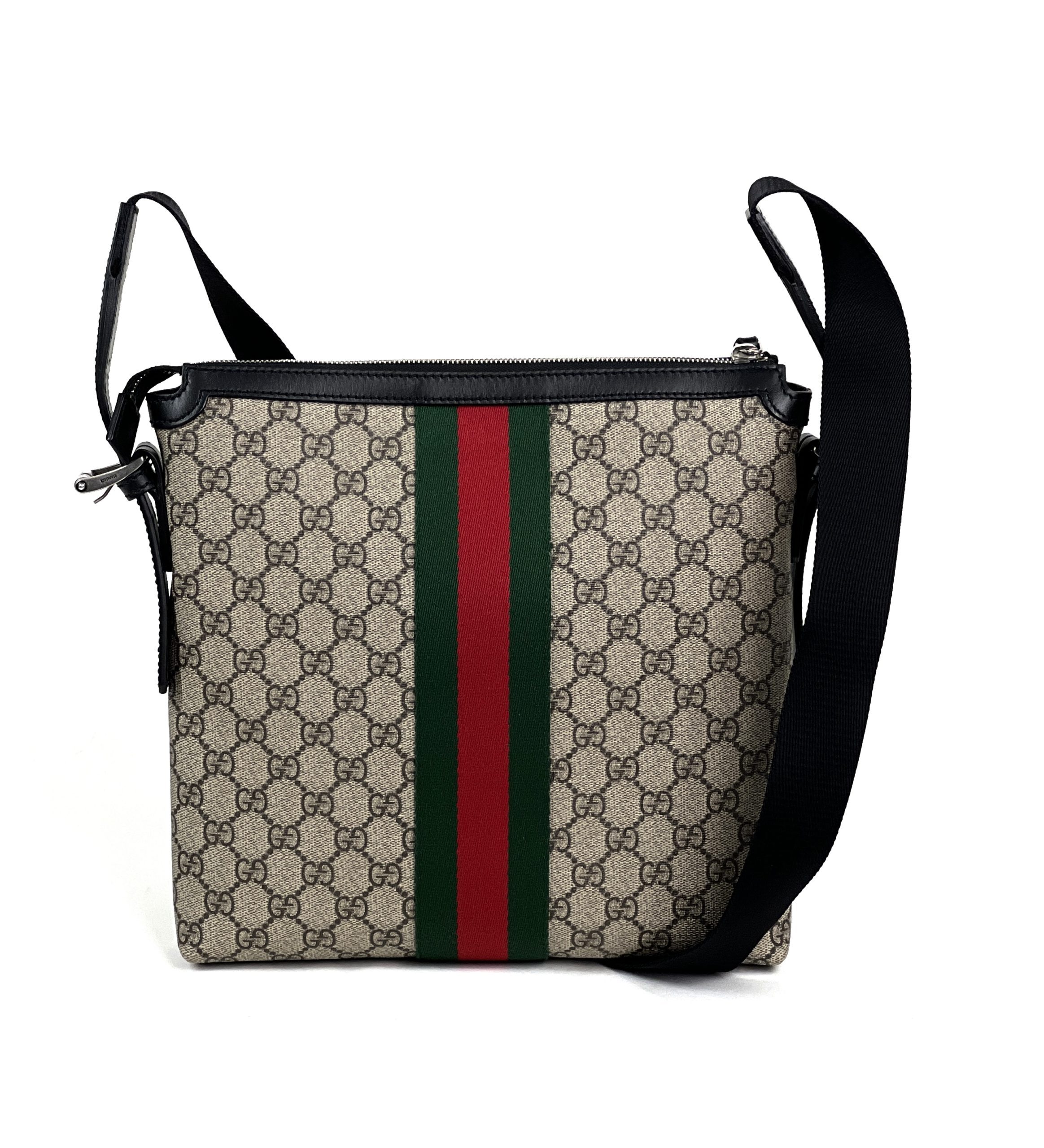 Gucci GG Supreme Monogram Web Messenger Bag Black
