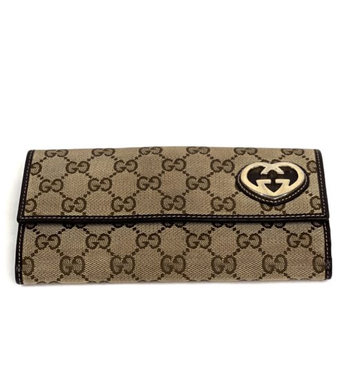 Gucci Logo Canvas Long Wallet with Hearts 6