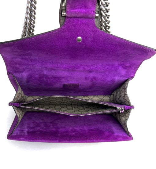 Gucci Supreme Monogram Dionysus Small Shoulder Bag Purple 17