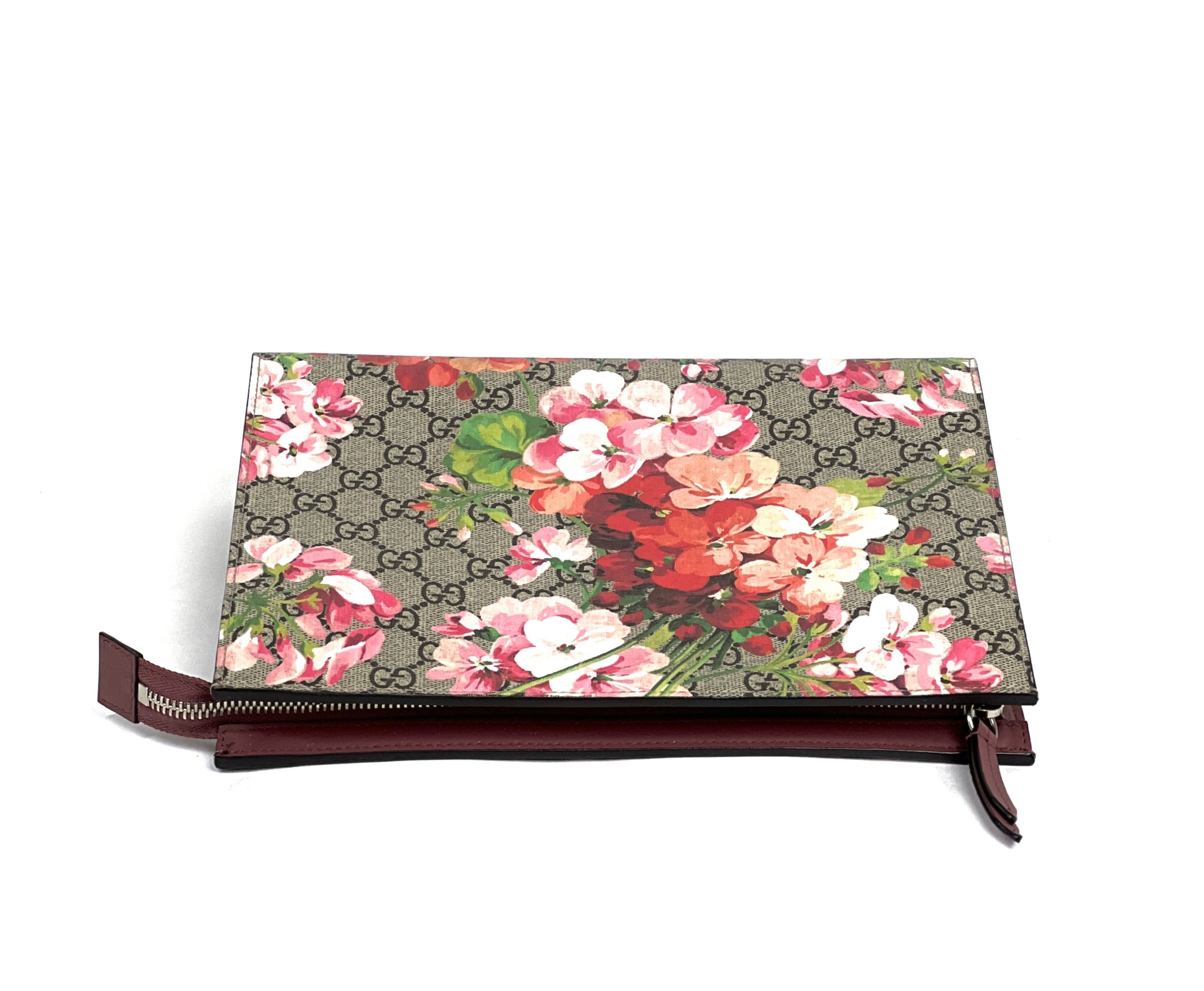 GUCCI GG Supreme Monogram Blooms Large Cosmetic Case Beige Multicolor Dry  Rose 231437