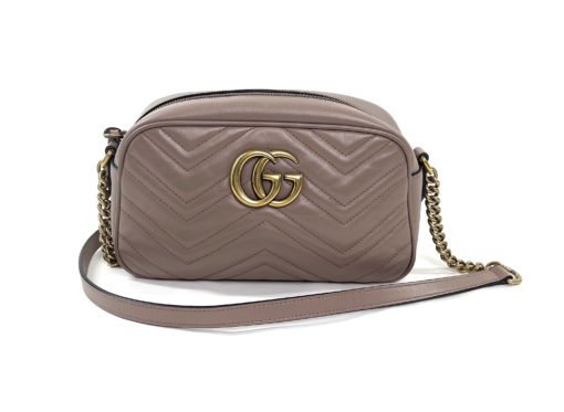 Gucci Small Marmont Dusty Pink/Taupe Crossbody Bag 4