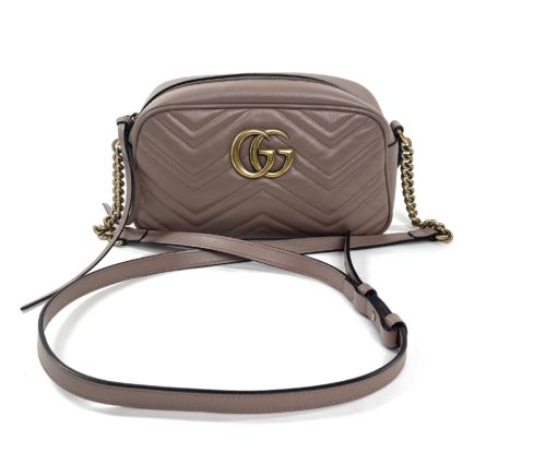 Gucci Small Marmont Dusty Pink/Taupe Crossbody Bag 19