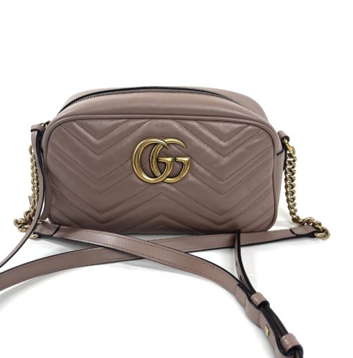 Gucci Small Marmont Dusty Pink/Taupe Crossbody Bag 6