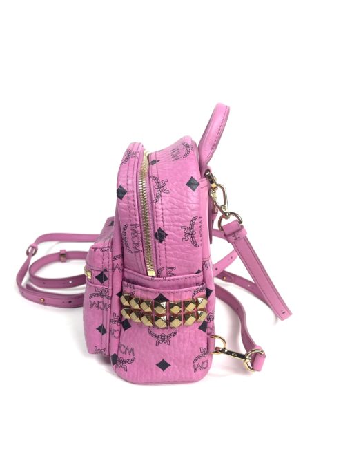 MCM Stark Bebe Boo Side Studs Backpack in Visetos Hot Pink X-Mini 15