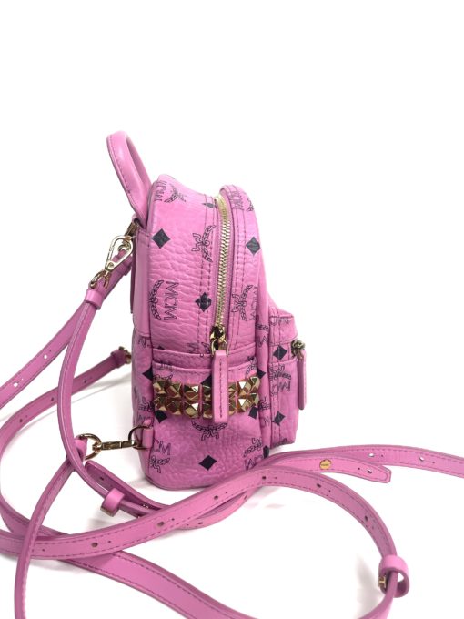 MCM Stark Bebe Boo Side Studs Backpack in Visetos Hot Pink X-Mini 16