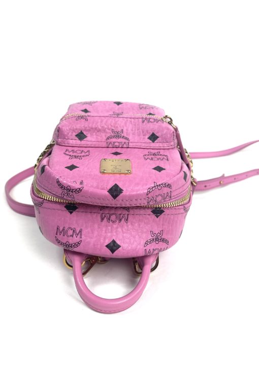 MCM Stark Bebe Boo Side Studs Backpack in Visetos Hot Pink X-Mini 31